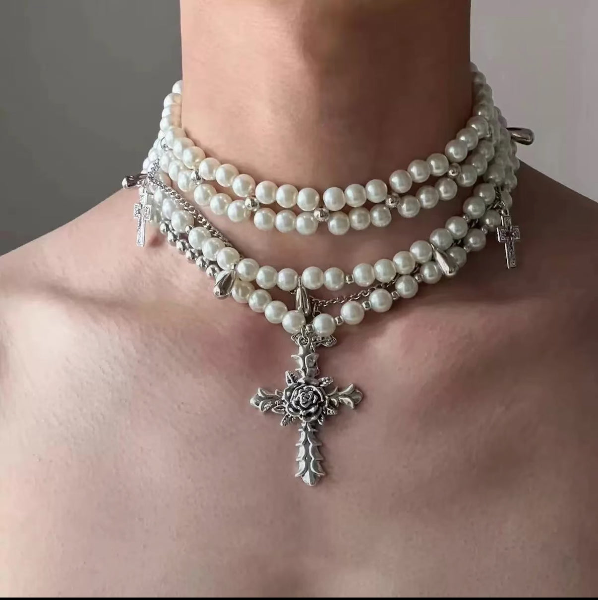 Cross Pearl Necklace